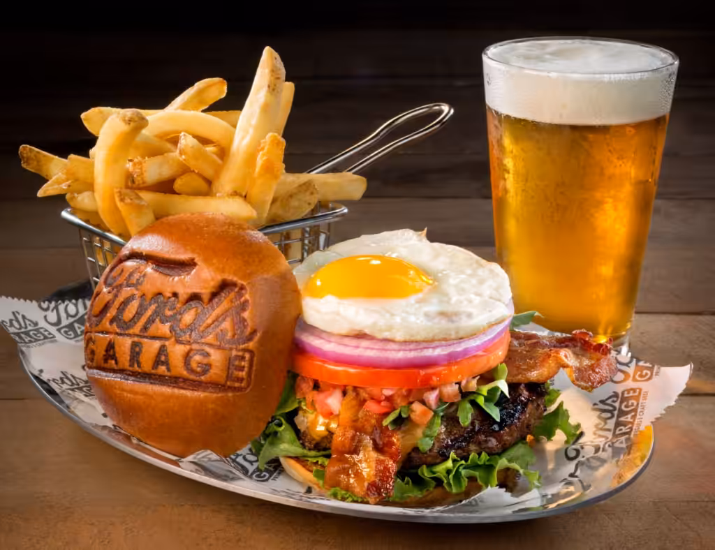 Food and Beverage photography by Rob-Harris Productions (Ford's Garage burger, fries, and beer)